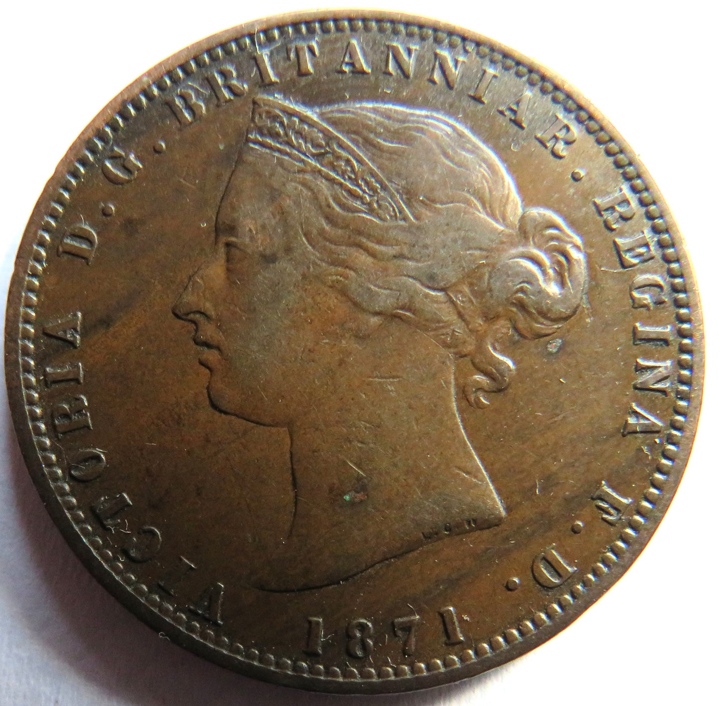 1871 Queen Victoria States of Jersey 1/13th of a Shilling Coin