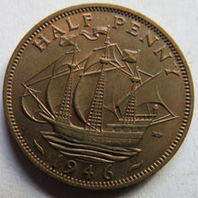 Load image into Gallery viewer, 1946 King George VI Halfpenny Coin In High Grade - Great Britain
