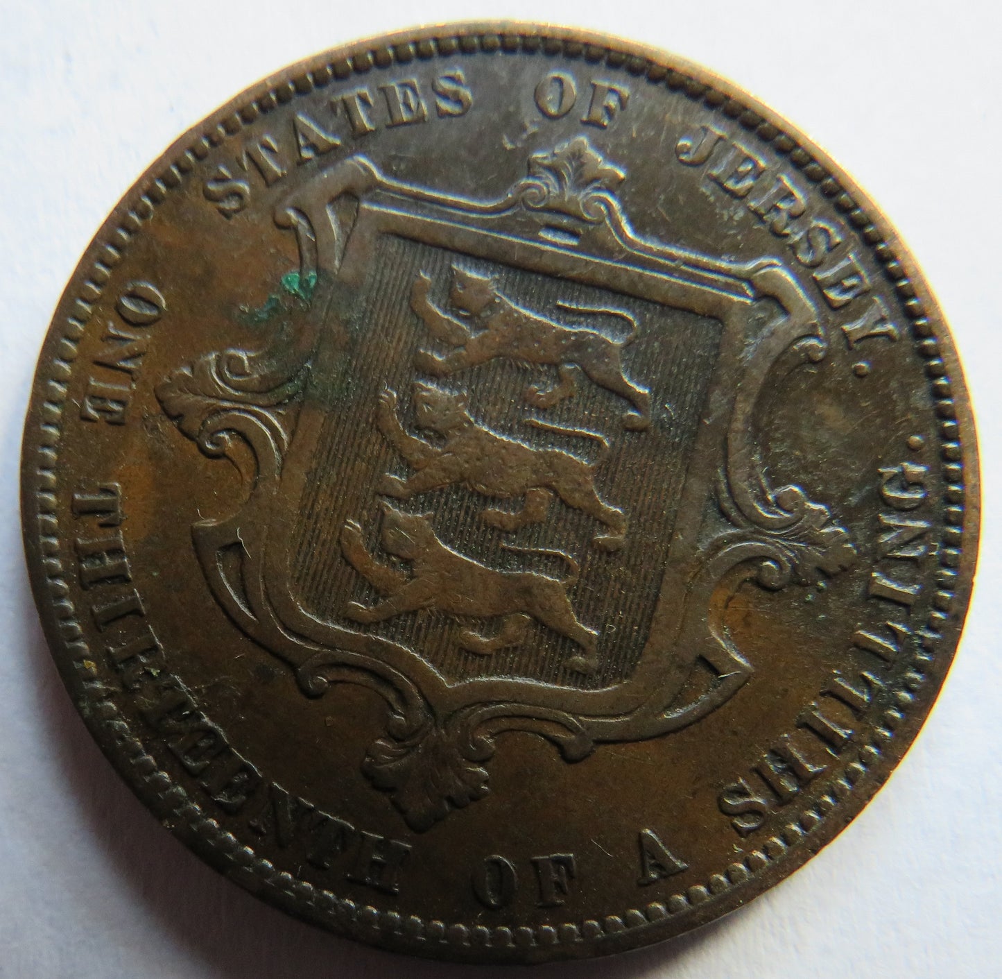 1871 Queen Victoria States of Jersey 1/13th of a Shilling Coin