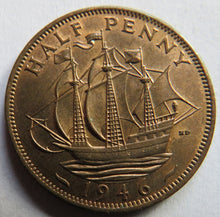 Load image into Gallery viewer, 1946 King George VI Halfpenny Coin In High Grade - Great Britain
