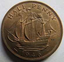 Load image into Gallery viewer, 1946 King George VI Halfpenny Coin In High Grade - Great Britain
