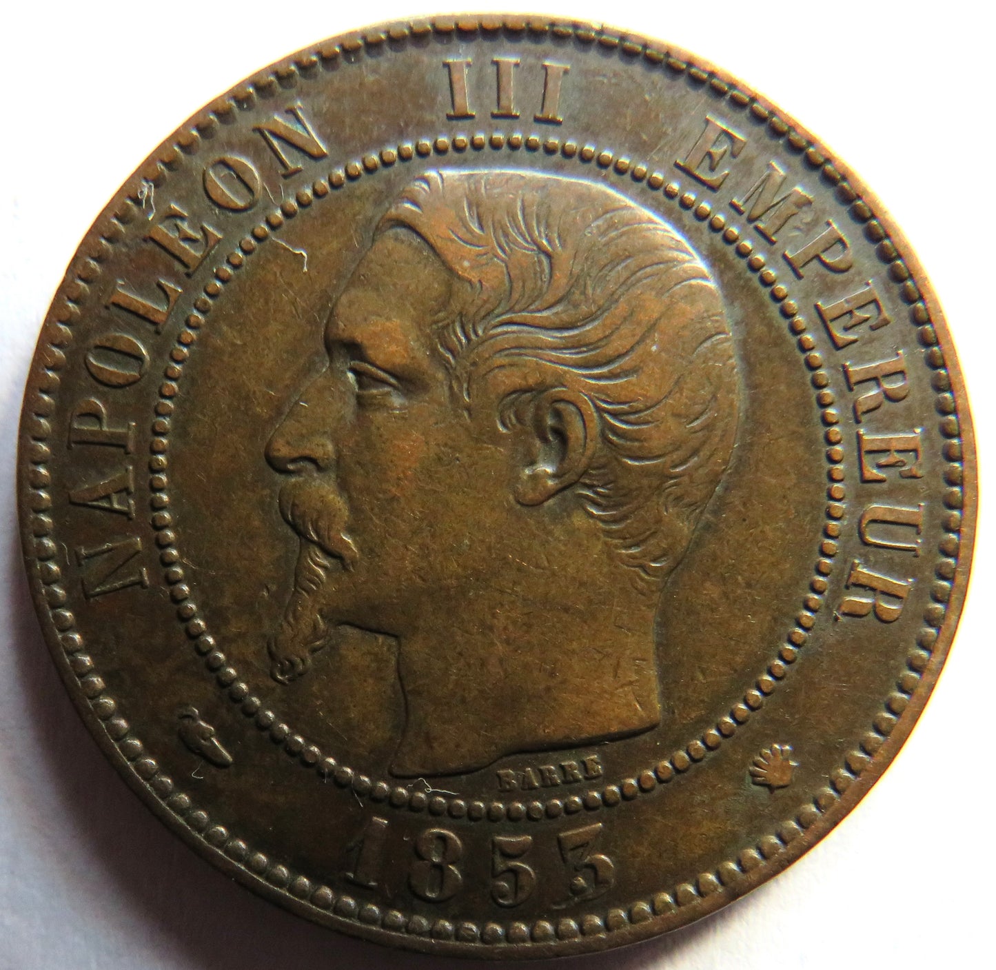 1853-MA France Napoleon III 10 Centimes Coin Key Date