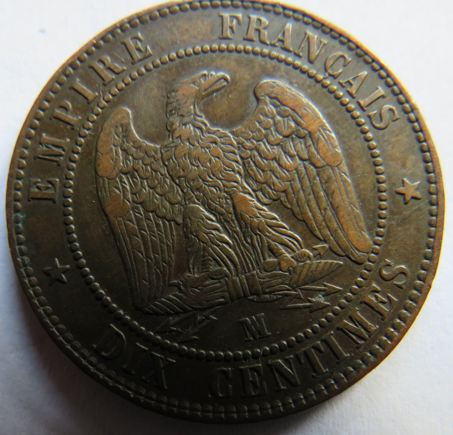 1853-MA France Napoleon III 10 Centimes Coin Key Date