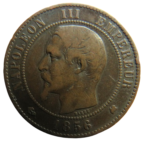 1856-K France Napoleon III 10 Centimes Coin