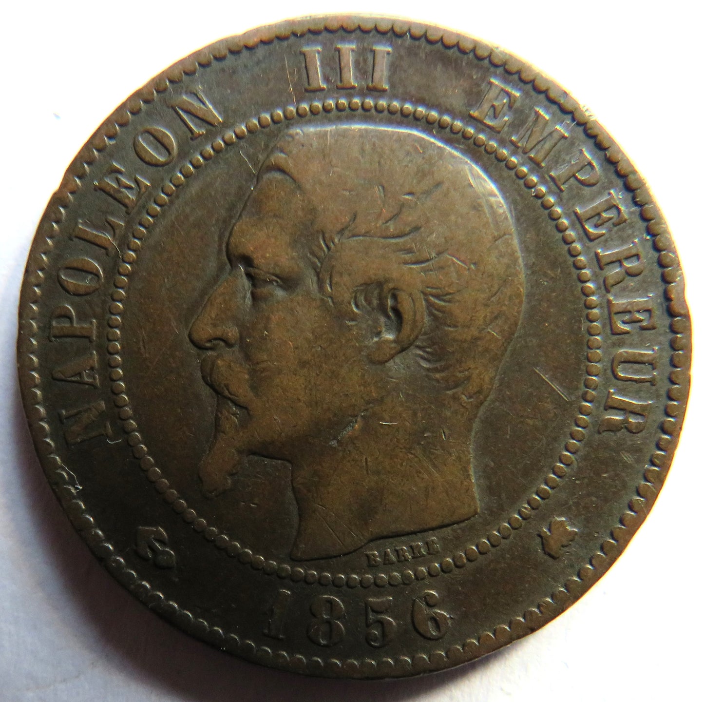 1856-K France Napoleon III 10 Centimes Coin