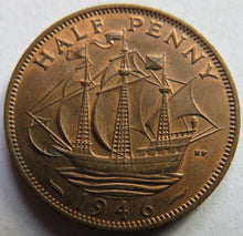 Load image into Gallery viewer, 1946 King George VI Halfpenny Coin In High Grade - Great Britain
