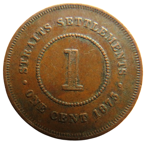 1873 Queen Victoria Straits Settlements One Cent Coin