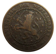 Load image into Gallery viewer, 1878 Netherlands One Cent Coin
