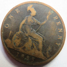 Load image into Gallery viewer, 1885 Queen Victoria Bun Head One Penny Coin Great Britain
