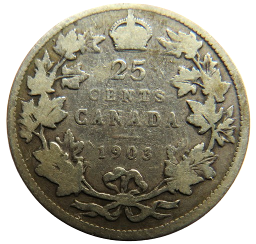 1903 King Edward VII Canada Silver 25 Cent Coin