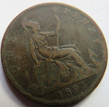 Load image into Gallery viewer, 1894 Queen Victoria Bun Head One Penny Coin Great Britain
