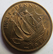 Load image into Gallery viewer, 1946 King George VI Halfpenny Coin In High Grade - Great Britain
