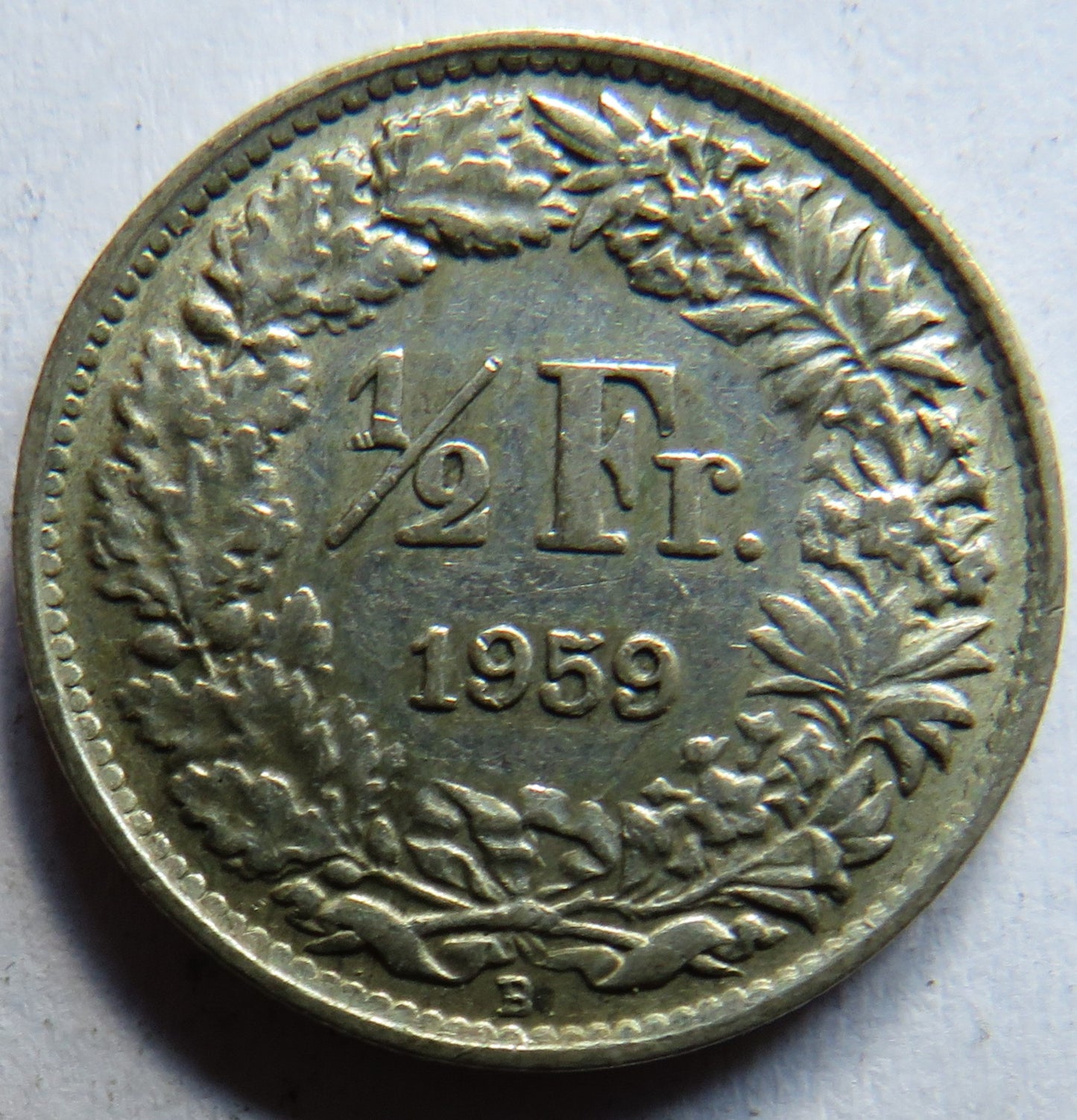 1959 Switzerland Silver 1/2 Franc Coin