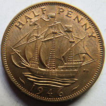 Load image into Gallery viewer, 1946 King George VI Halfpenny Coin In High Grade - Great Britain
