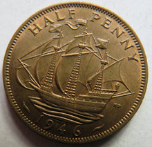 Load image into Gallery viewer, 1946 King George VI Halfpenny Coin In High Grade - Great Britain
