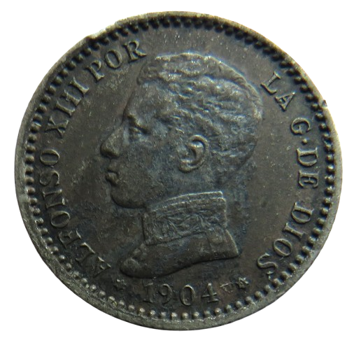 1904 Spain Silver 50 Centimos Coin