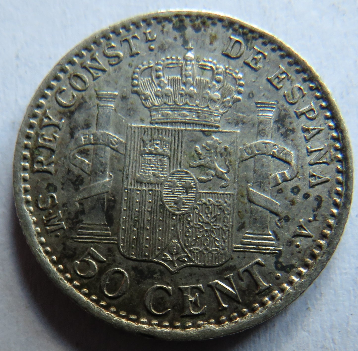 1904 Spain Silver 50 Centimos Coin