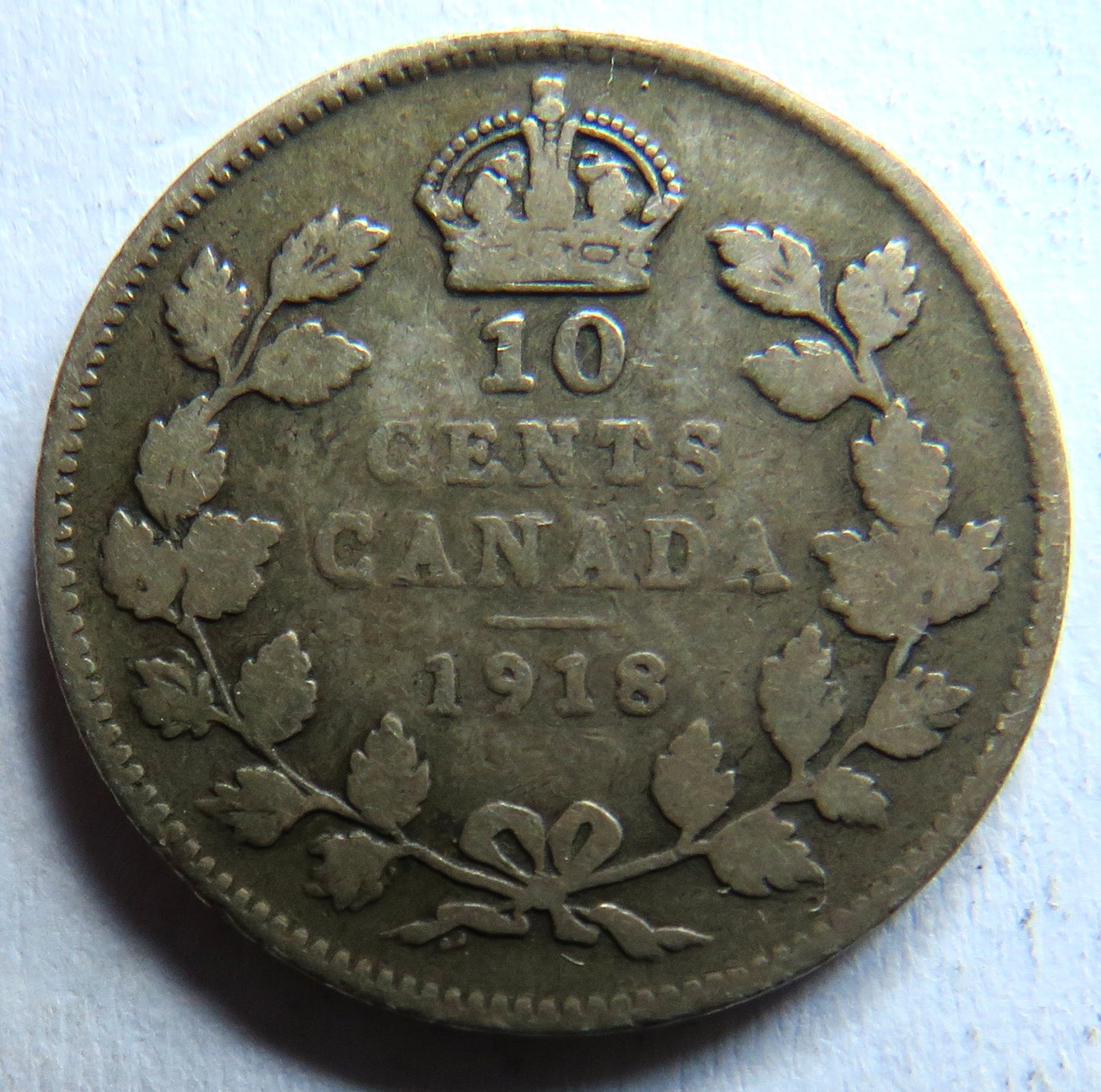 1918 King George V Canada Silver 10 Cents Coin