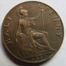 Load image into Gallery viewer, 1920 King George V Halfpenny Coin In Better Grade - Great Britain
