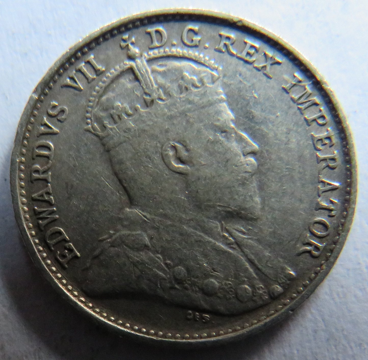 1908 King Edward VII Canada Silver 5 Cents Coin