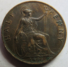 Load image into Gallery viewer, 1896 Queen Victoria Halfpenny Coin Better Grade - Great Britain
