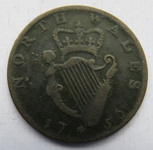 Load image into Gallery viewer, 1756 North Wales / George Rules Evasion Halfpenny Coin / Token
