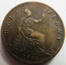 Load image into Gallery viewer, 1894 Queen Victoria Bun Head Halfpenny Coin Better Grade - Great Britain
