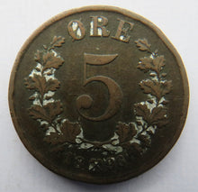 Load image into Gallery viewer, 1896 Norway 5 Ore Coin
