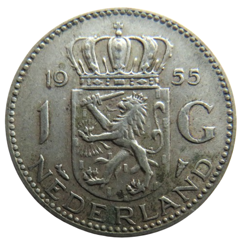 1955 Netherlands Silver One Gulden Coin