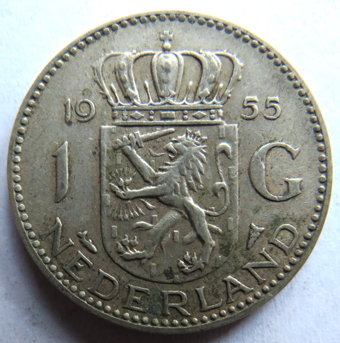 1955 Netherlands Silver One Gulden Coin