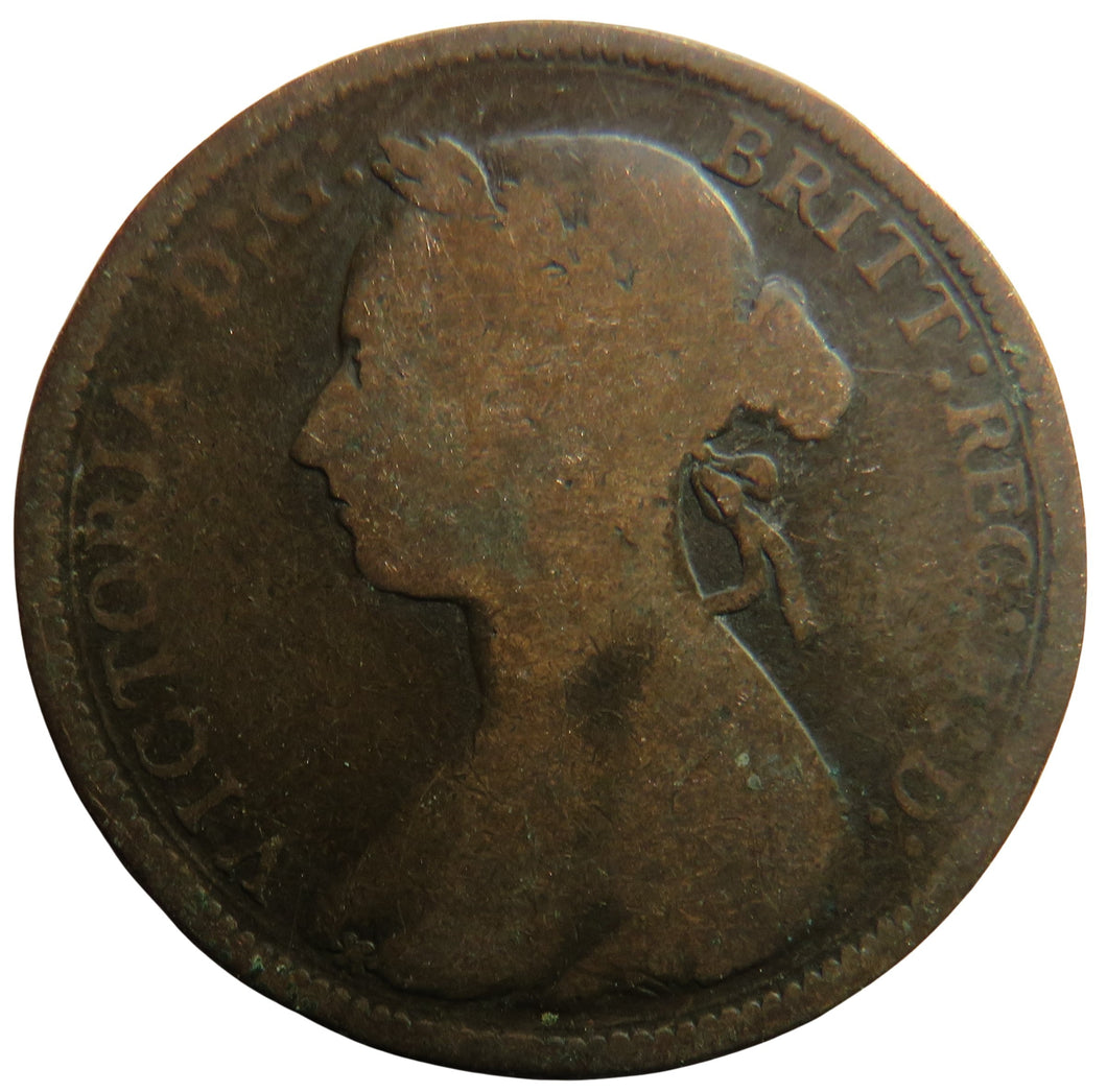 1888 Queen Victoria Bun Head Halfpenny Coin - Great Britain