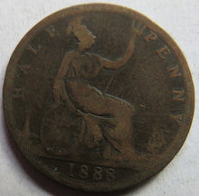 Load image into Gallery viewer, 1888 Queen Victoria Bun Head Halfpenny Coin - Great Britain
