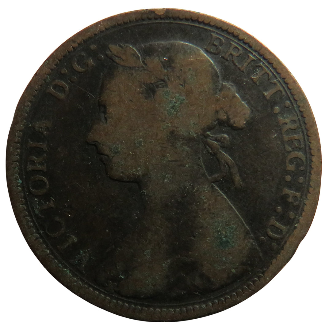 1884 Queen Victoria Bun Head Halfpenny Coin - Great Britain