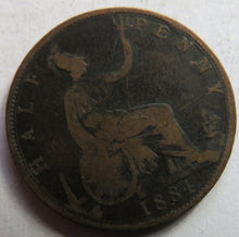 Load image into Gallery viewer, 1884 Queen Victoria Bun Head Halfpenny Coin - Great Britain
