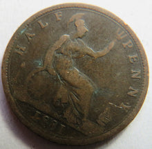 Load image into Gallery viewer, 1881 Queen Victoria Bun Head Halfpenny Coin - Great Britain
