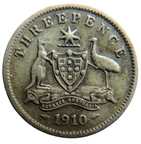 1910 King Edward VII Australia Silver Threepence Coin