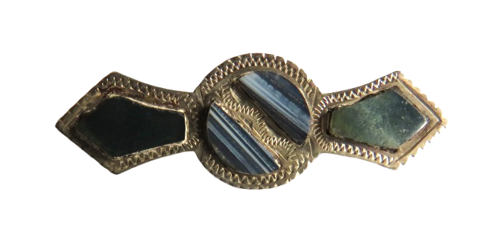 Vintage Scottish Sterling Silver & Agate Brooch