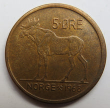 Load image into Gallery viewer, 1968 Norway 5 Ore Coin
