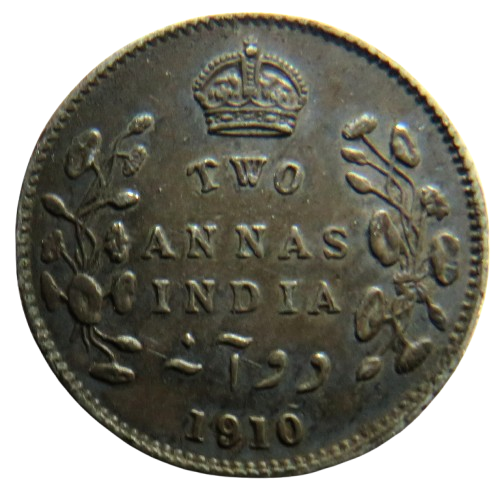 1910 King Edward VII India Silver 2 Annas Coin