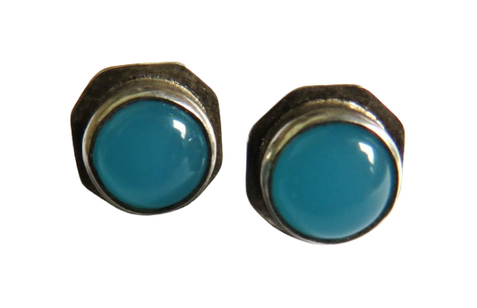Pair of Ladies Sterling Silver & Blue Stone Earrings