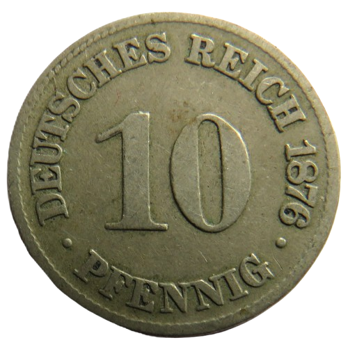 1876-C Germany 10 Pfennig Coin