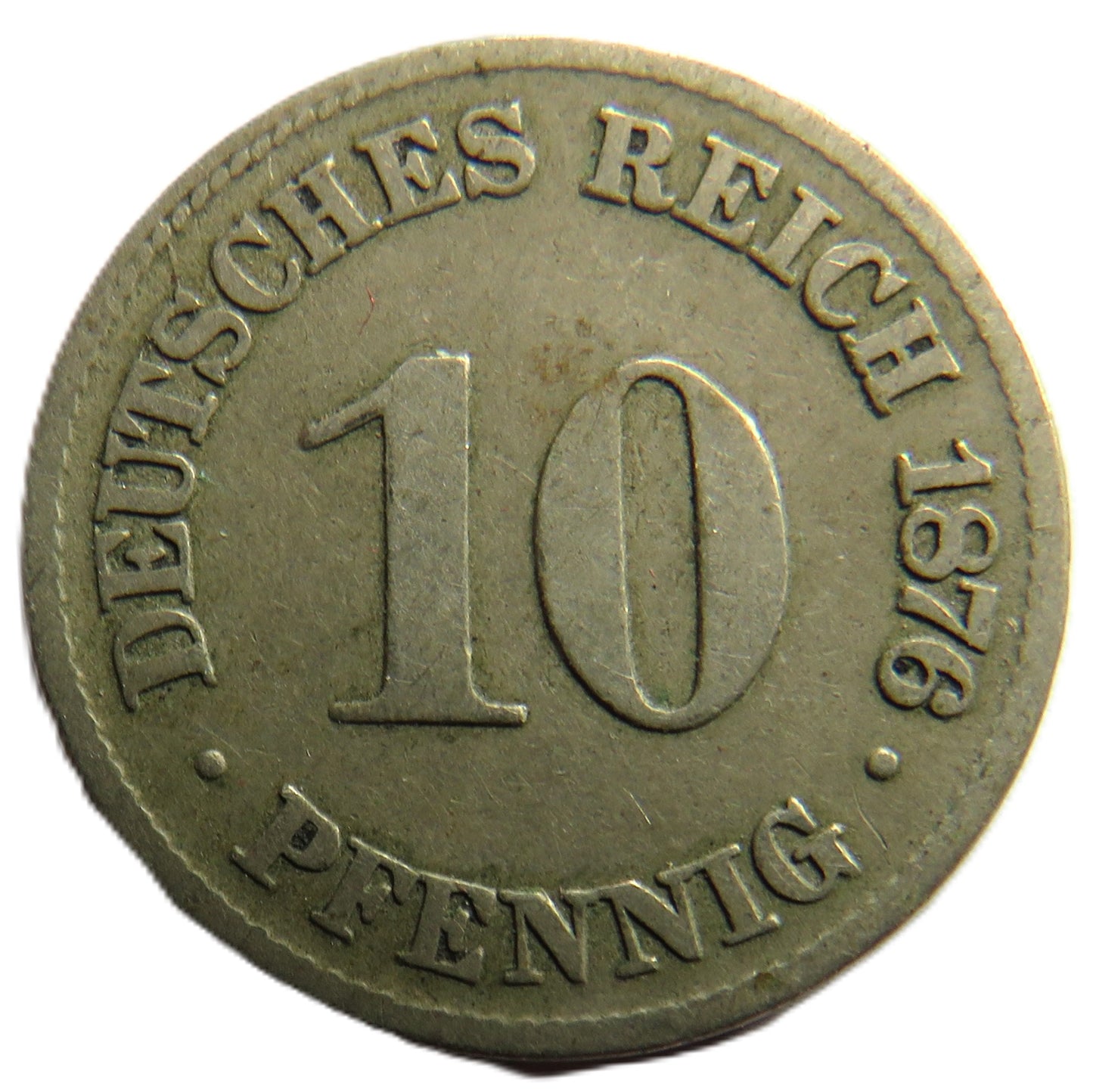 1876-C Germany 10 Pfennig Coin