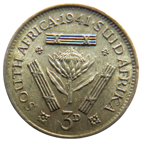 1941 King George VI South Africa Silver Threepence Coin