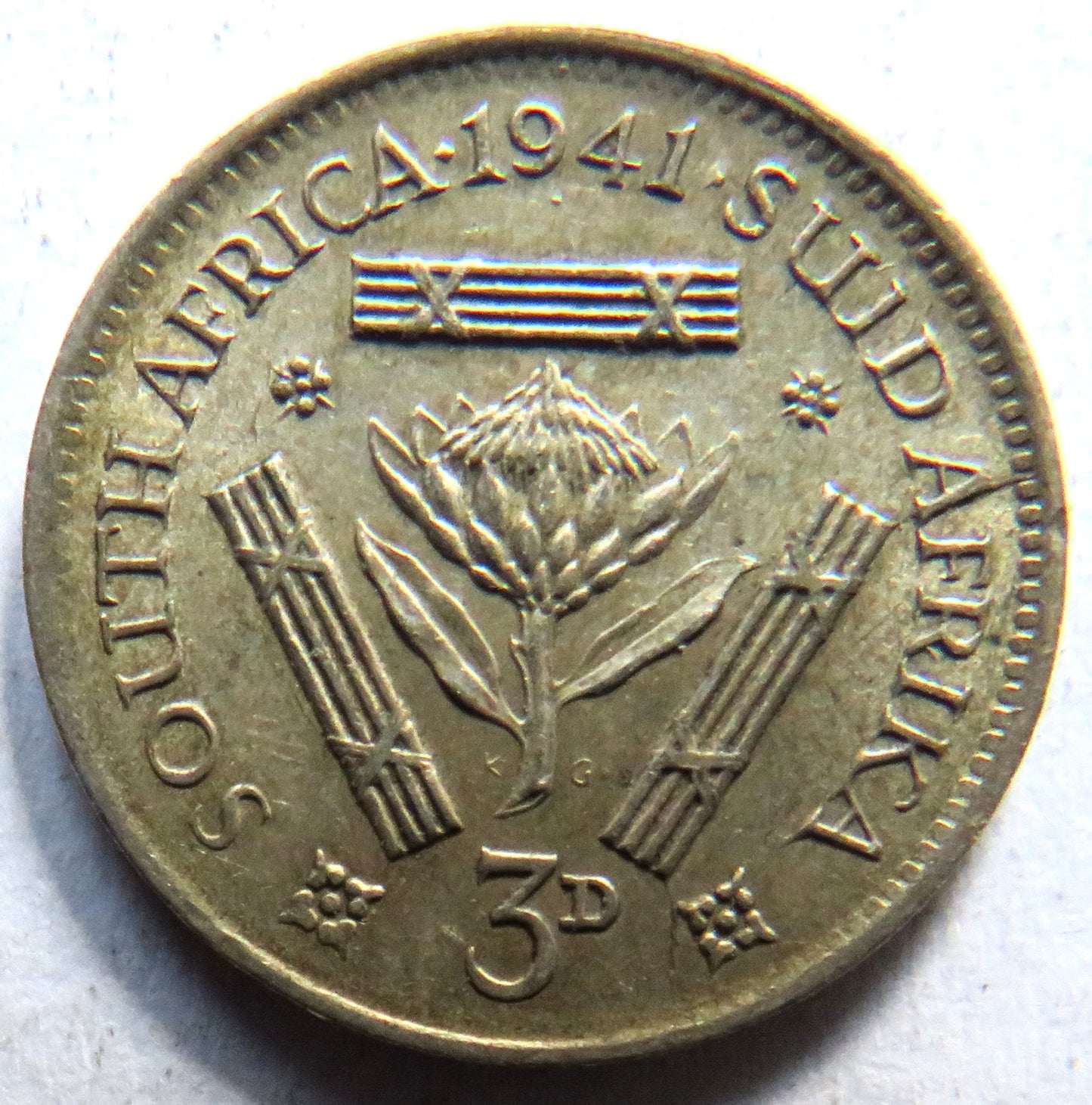 1941 King George VI South Africa Silver Threepence Coin