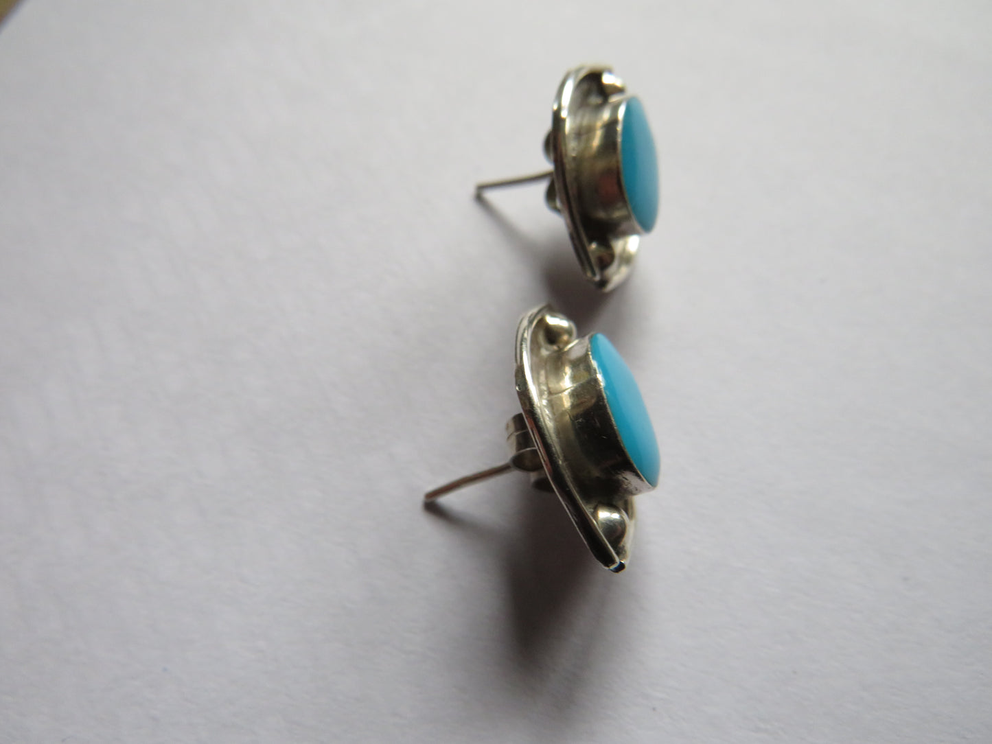 Pair of Ladies Sterling Silver & Blue Stone Earrings From Mexico