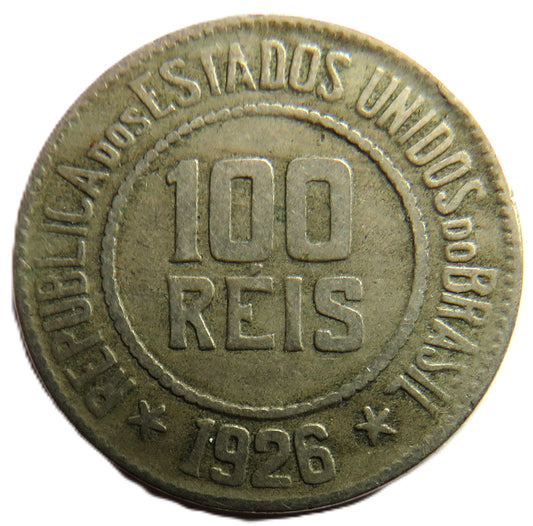 1926 Brazil 100 Reis Coin