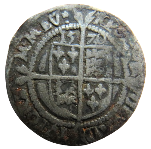 1570 Queen Elizabeth I English Silver Hammered Sixpence Coin