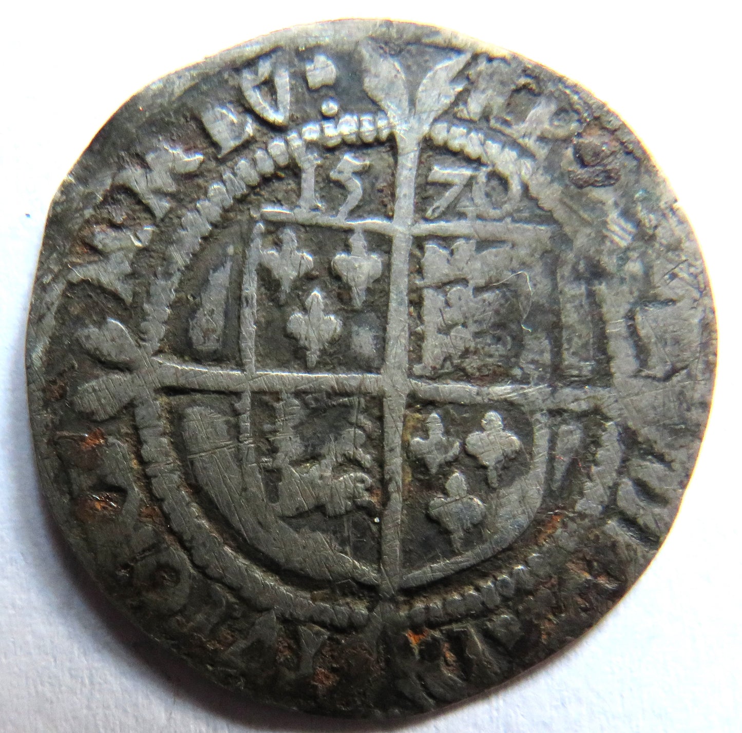 1570 Queen Elizabeth I English Silver Hammered Sixpence Coin