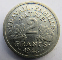 Load image into Gallery viewer, 1943 France 2 Francs Coin
