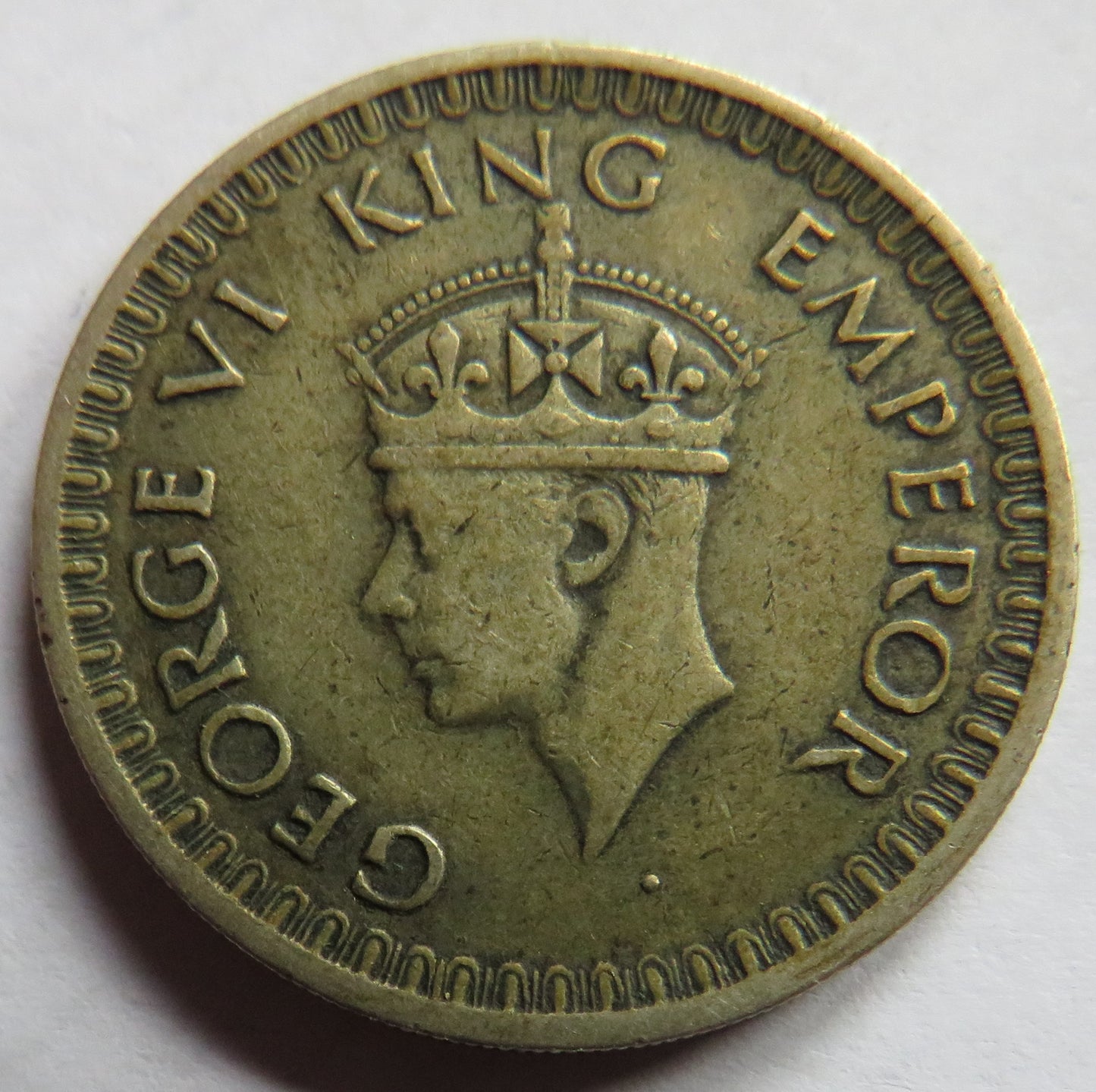 1942 King George VI India Silver 1/2 Rupee Coin